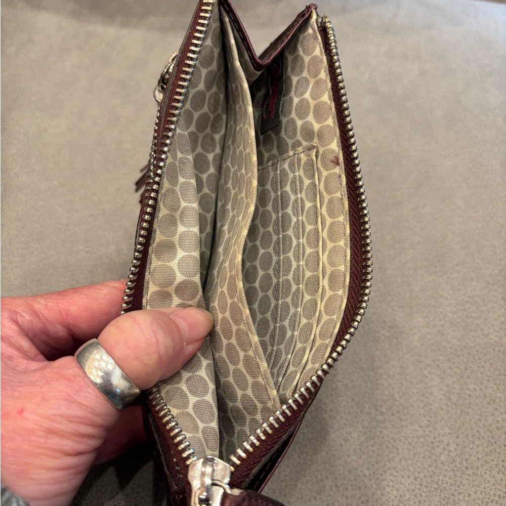 Brighton Embossed Burgundy Wallet with Tassel - Picture 6 of 6